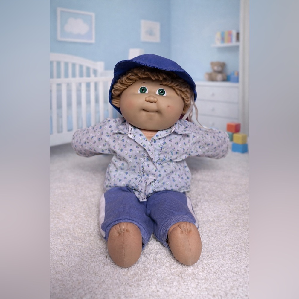 Vintage Cabbage Patch Kids Doll – Boy with Green Eyes and Hat